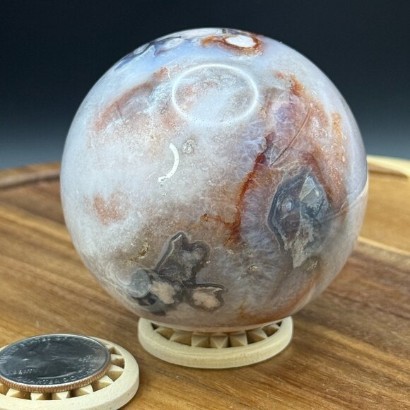 Blue Flower Agate Asterism Sakura Sphere Crystal Polished Natural 66.5mm 402.56g - Picture 1 of 11